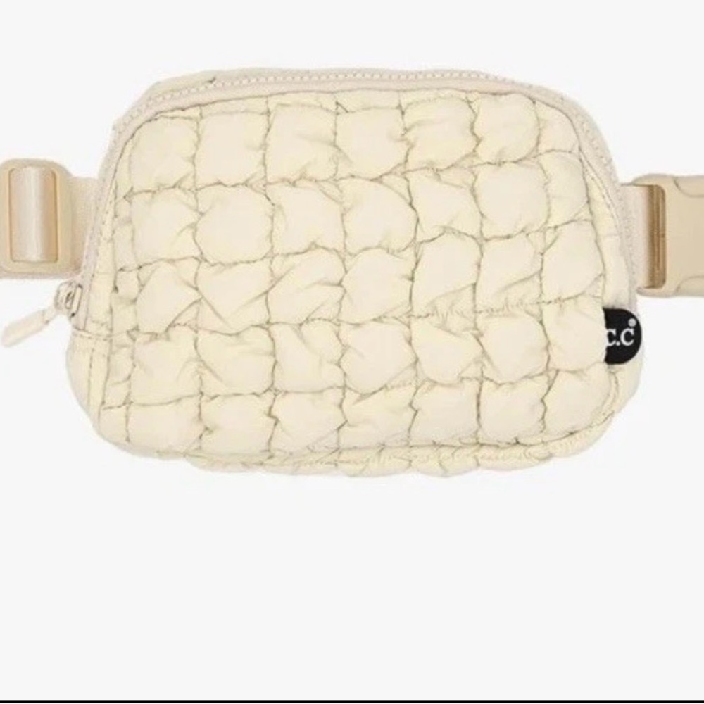 🆕 C.C Quilted Puffer Beige Crossbody Fanny Pack Belt Bag